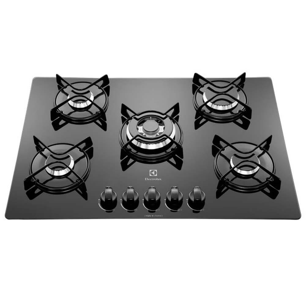 Cooktop a Gás 5 Bocas Electrolux GC75V com Queimador Tripla Chama Preto - Bivolt