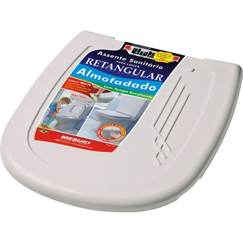 Assento Sanitário Bege e Areia Almofadada Retangular