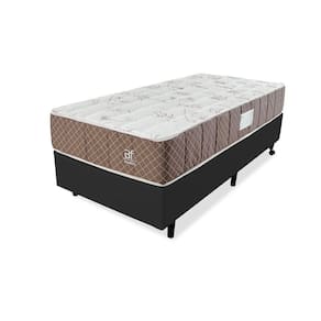 Cama Box Solteirão Colchão Molas Ensacadas + Box Microfibra Marrom Bf Colchões 97x203x57cm