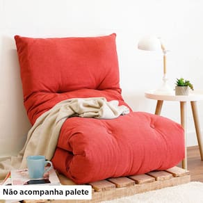 Futon Colchonete Dobrável Solteiro Vermelho