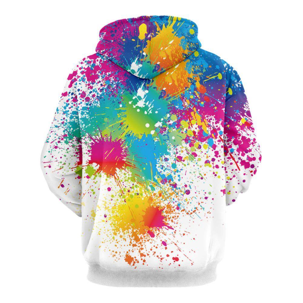 white moletom com capuz with paint splatter