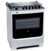 Fogão Consul 6 Bocas CFS6NAB com Mesa de Inox, Botões Removíveis e Vidro Interno Vedado Bivolt - Branco