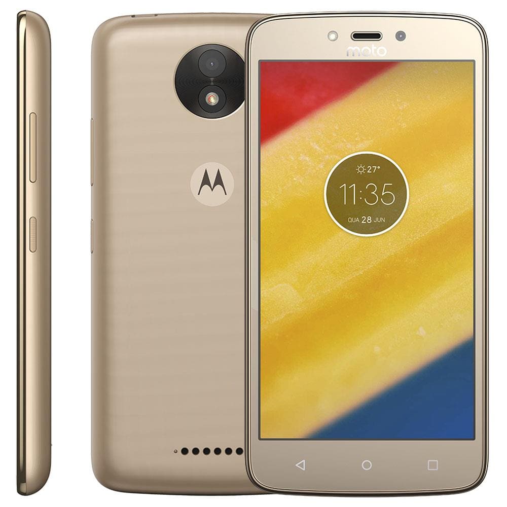 Smartphone Motorola Moto C Plus XT1726 Ouro com 8GB, Tela 5'', TV Digital,  Dual Chip, Android 7.0, 4G, Câmera 8MP, Processador Quad-Core e 1GB de RAM  | Casas Bahia