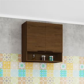 Armário Aéreo Bartira Rubi com 2 Portas, 1 Prateleira e Nicho - 80cm de largura