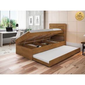 Cama Bau Solteiro 0,88 Larissa Com Cama Auxiliar Dani Framar - Malbec