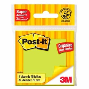 Post-it Verde 76x76mm 45 Folhas 3m 4 Unidades