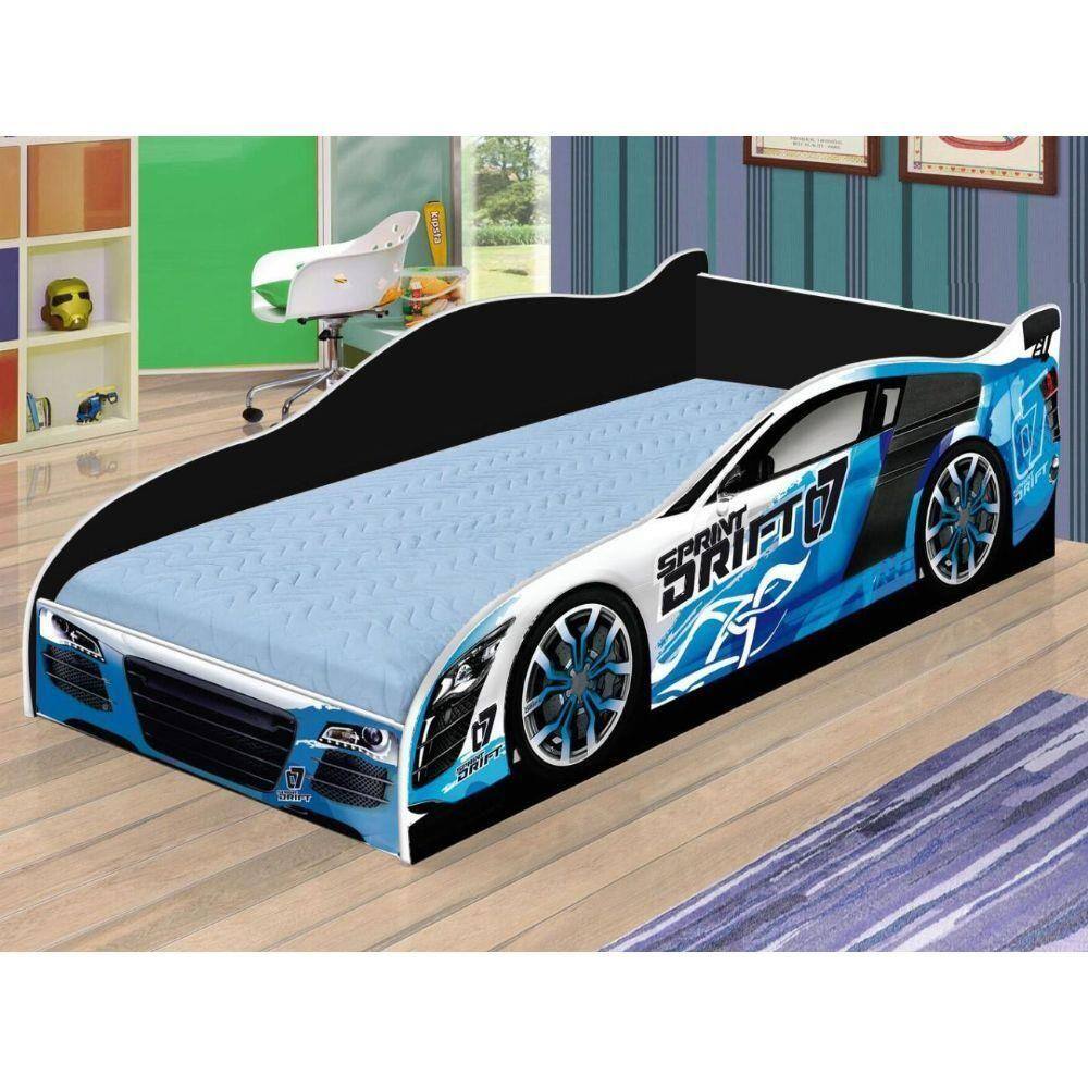 Cama Solteiro Carro Drift 88x188cm Com Colchão D20 - Vermelho / Vermelho -  Rpm Móveis