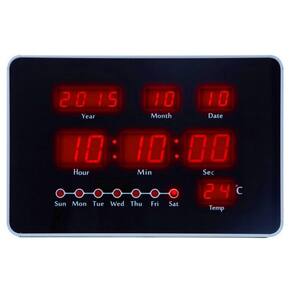 Relógio de Parede Digital Led Vermelho Termômetro Herweg