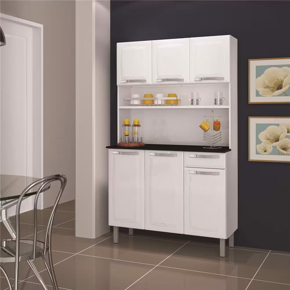 Cozinha Compacta Itatiaia Rose com 6 Portas e 1 Gaveta - 105cm de Largura - Branco