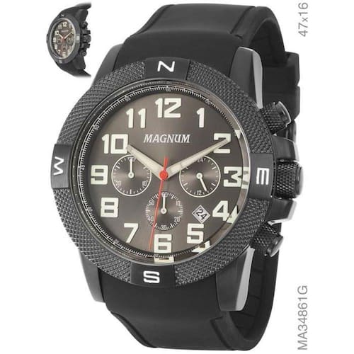 Relógio Magnum Masculino Sports MA33657P Chronograph Preto