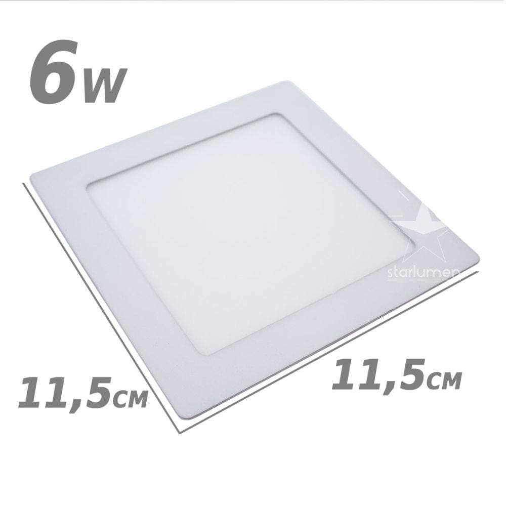 Painel Plafon LED de Embutir 6w 11,5 x 11,5cm 3000k Branco Quente