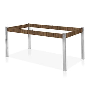 Base Aço Nobre Cláudia para Tampo de Vidro de 160x90 cm - Cromada/Nogal