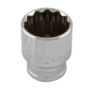 Soquete Estriado Cromado de 1/2 Polegadas 24mm - Sata-St13615Sc