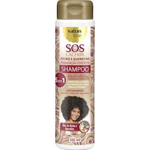 Shampoo Rícino e Queratina SOS Cachos - Reparação Extrema 5 em 1 - Salon Line