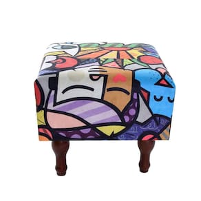 Puff Banqueta com Espuma 40x40cm Decorativo Quadrado Pés Madeira