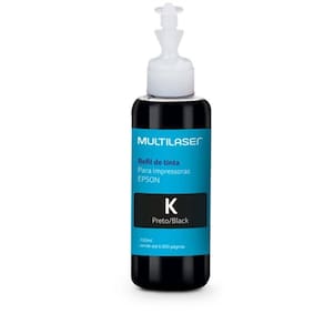 Refil De Tinta Preto Multilaser Rf005 Para Impressora Epson 100Ml
