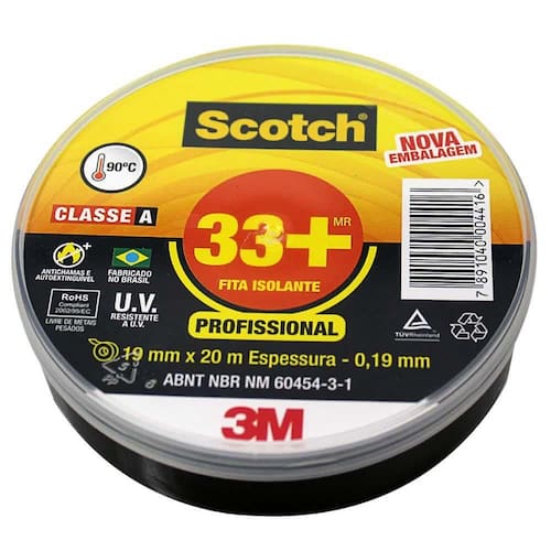 Fita Isolante Scotch 3M 33+ 19mmx20m H0002243782 Menor preço em Fita Isolante Scotch 3M 33+ 19mmx20m H0002243782