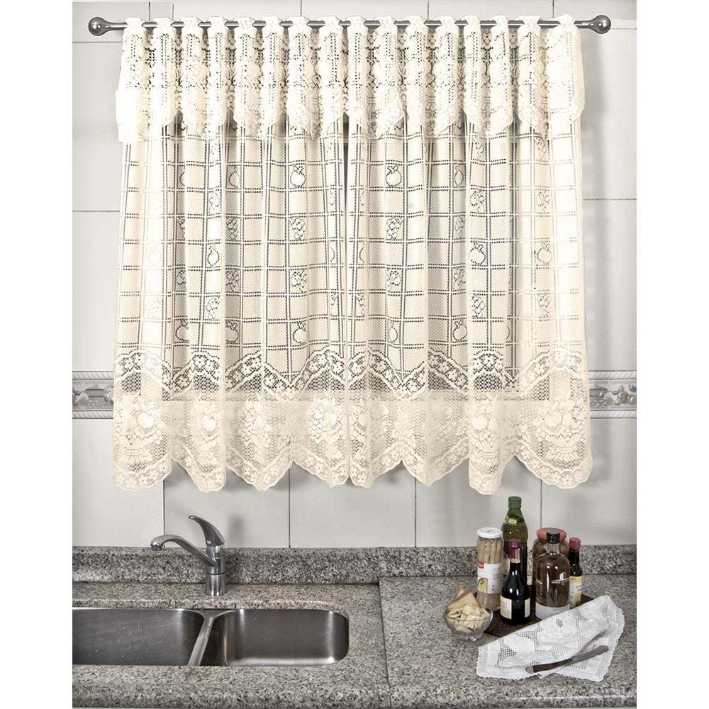 Cortina de Renda - Copa e Cozinha - Frutas - 2,20m x 1,20m - P/ Varão - Cortilester