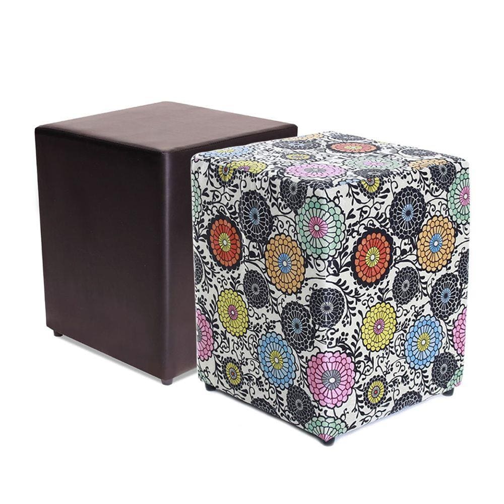 Kit 2 Puffs Quadrados Decorativo 45cm Courvin + Estampado