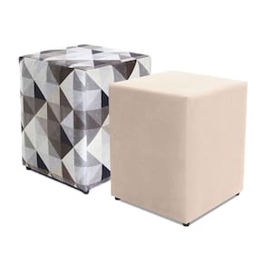 Kit 2 Puffs Quadrados Decorativo 45cm