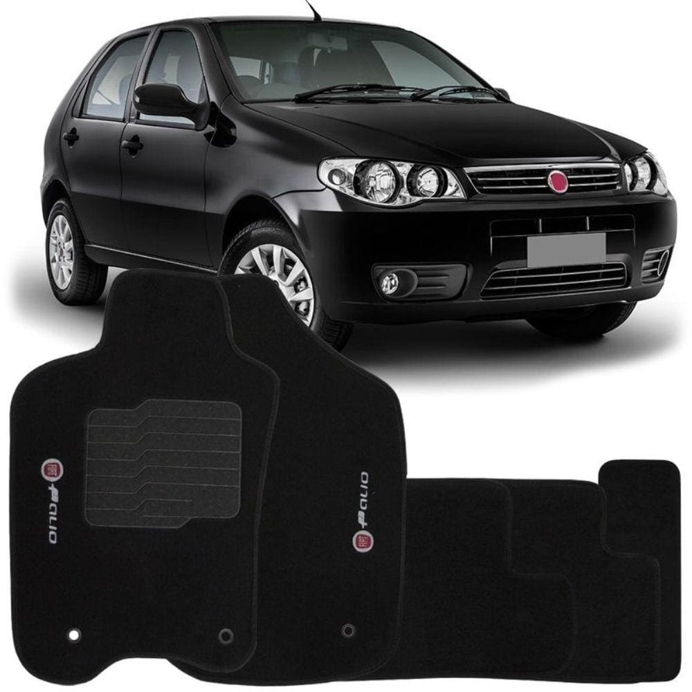 Jogo de Tapete Automotivo Carpete Fiat Palio Fire G3 2012 à 2016 Soft Preto 5 Peças