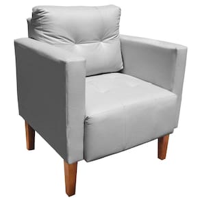 Poltrona Decorativa Lívia Para Sala e Recepção Corino Cinza - D`Rossi