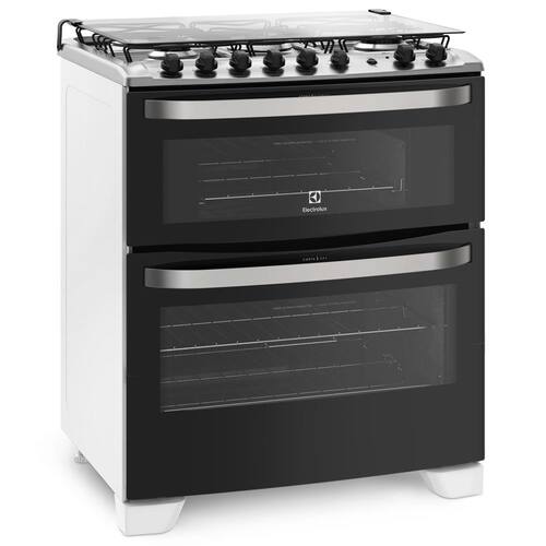 imagem-Fogão Electrolux 5 Bocas 76DAB com Porta Full Glass e Duplo Forno - Branco - 220V