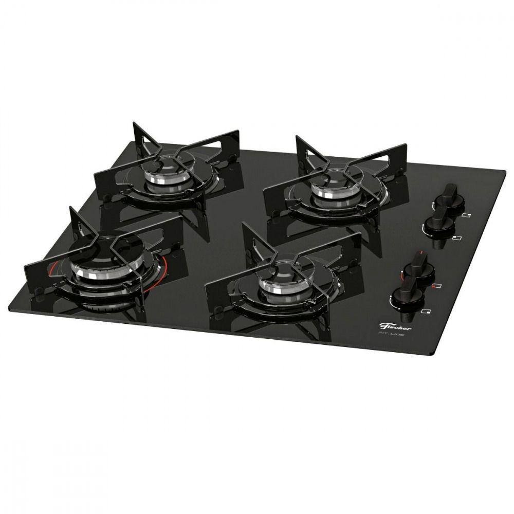 imagem-Fogão Cooktop Fischer 4Q FIT LINE Gás Mesa Vidro - 26342-57175 - Bivolt