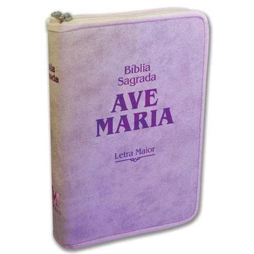 Menor preço em Bíblia Ave Maria Letra Maior Com Zíper Luxo Rosa