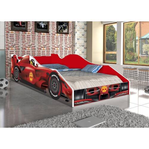 Cama Solteiro Carro Drift 88x188cm Com Colchão D20 - Vermelho / Vermelho -  Rpm Móveis