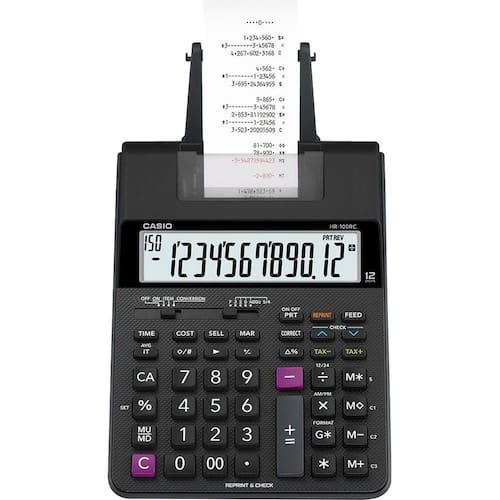 imagem-Calculadora com Bobina 12 Dígitos Bivolt HR100RC Preta CASIO