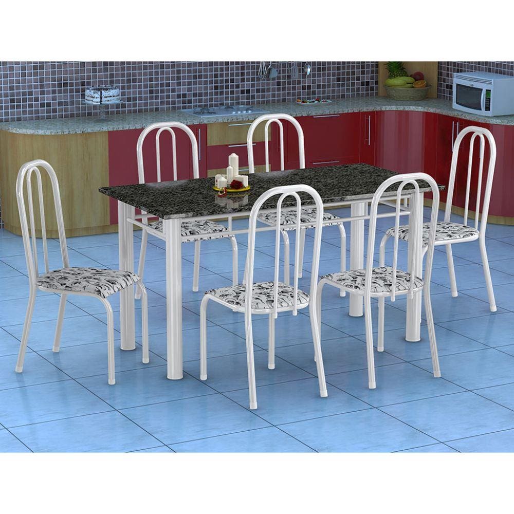 Conjunto de Mesa Granada com 6 Cadeiras Madri GR
