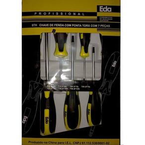 Jogo De Chave Torx Reta Com Cabo 7 Peças T10-T40 Reforçada - Eda