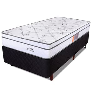 Cama Box Solteiro Colchão Molas Ensacadas Com Pillow e Box Preto 88x188x57cm - BF Colchões