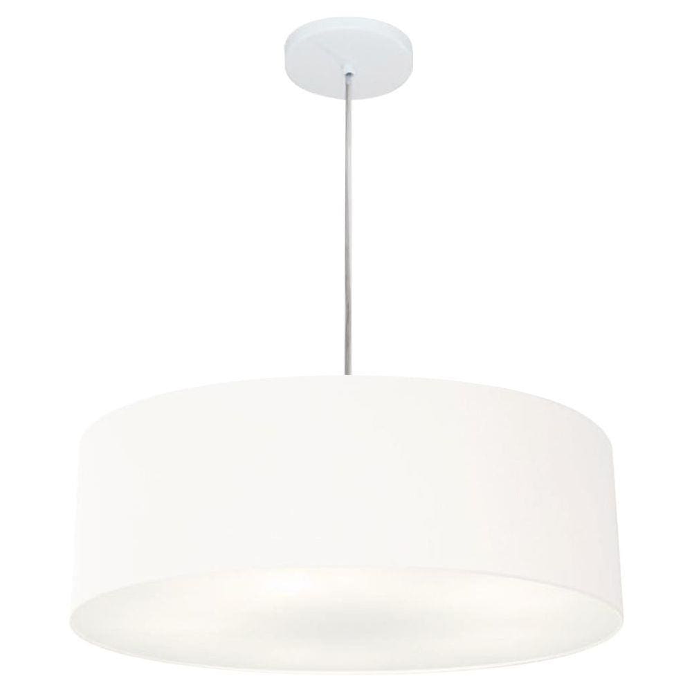 Lustre Pendente Cilíndrico Vivare Md-4217 Cúpula em Tecido 50x15cm Branco