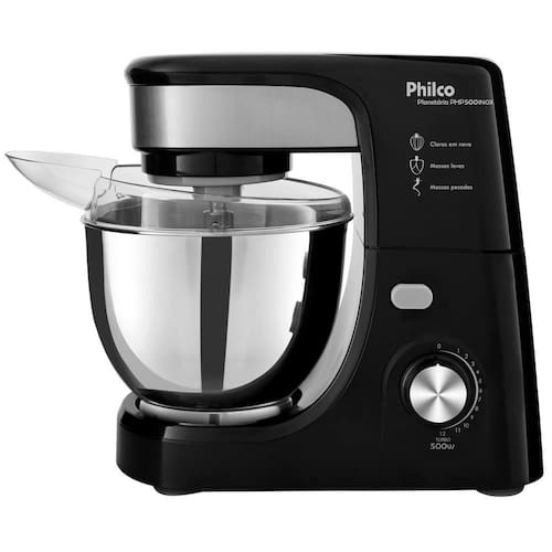 imagem-Batedeira Planetária Philco Turbo Inox PHP500 com 11 Velocidades – Preta  - 220V