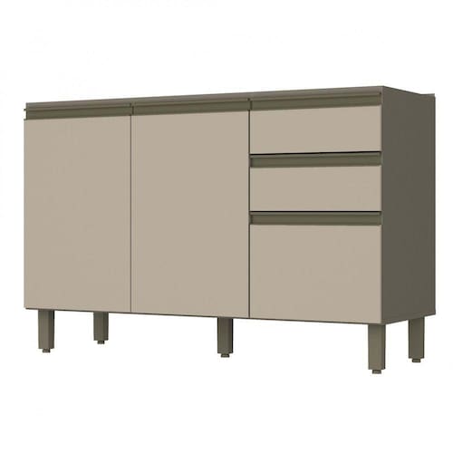 imagem-Balcão Pia 2 Gavetas 3 Portas 120cm Connect Henn  - Bege Médio
