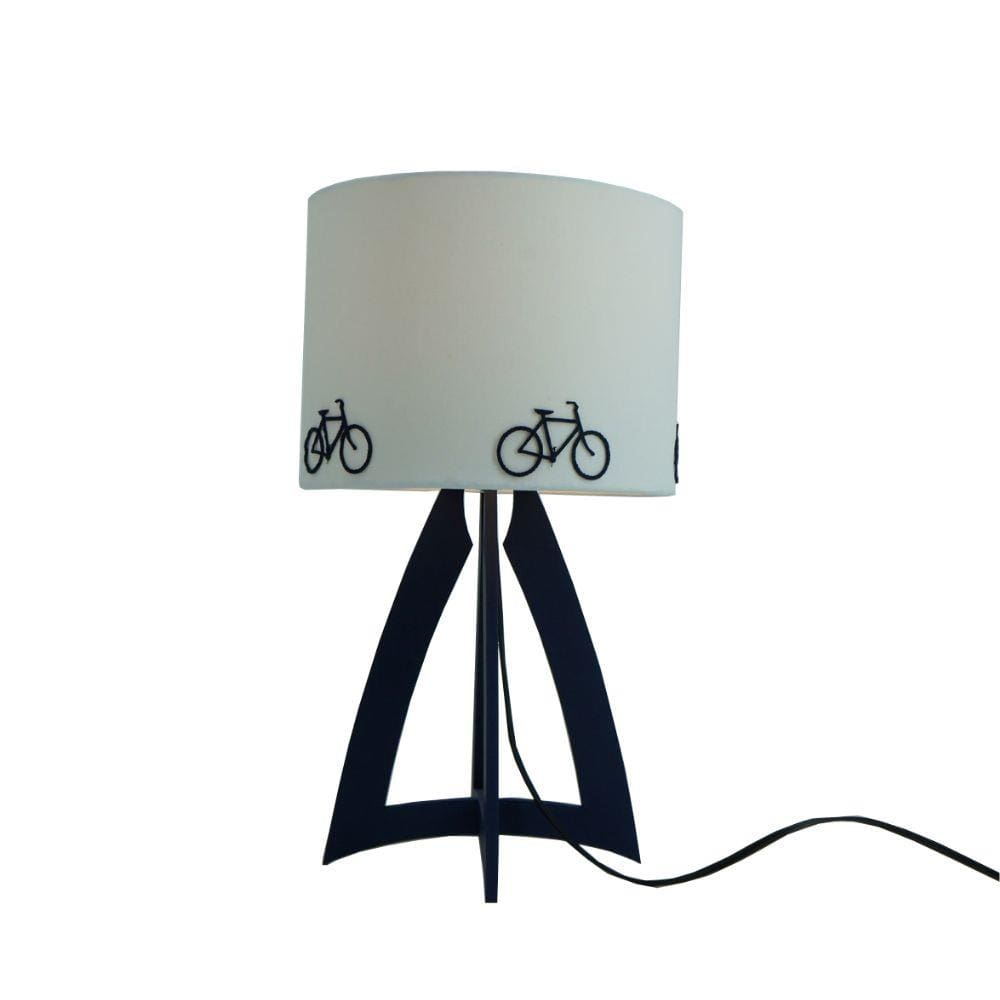 Abajur Base Madeira e Cúpula com Apliques Bicicletas
