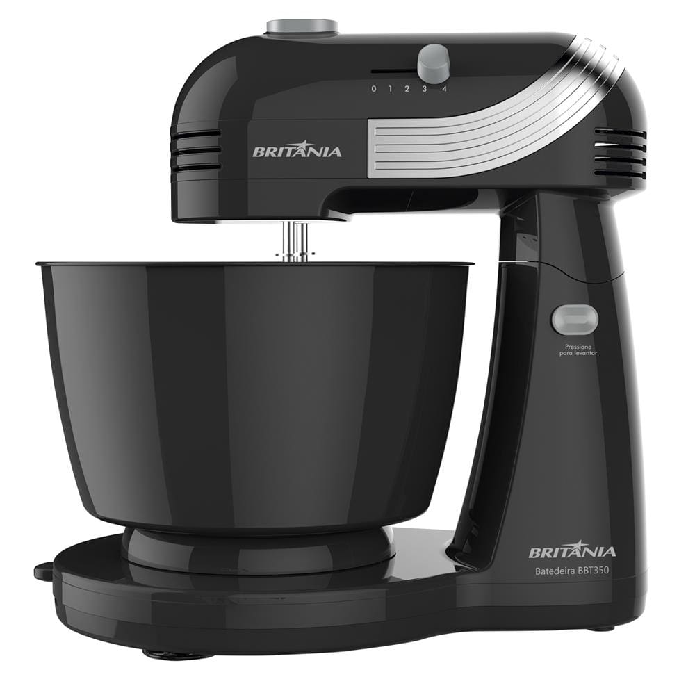 Batedeira Britânia BBT350P com 4 Velocidades - Preta/Prata - 110v