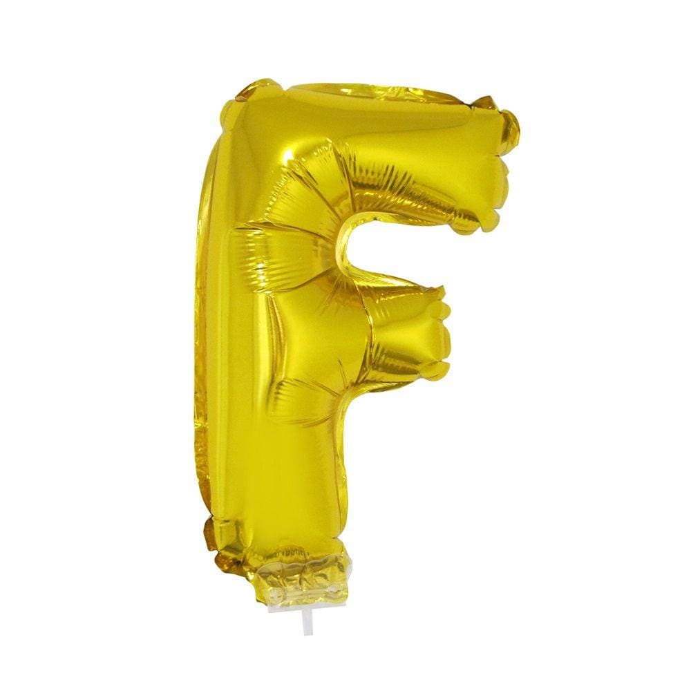 Balão Funny Fashion Letra F c/ Vareta Nº16 Ouro 1 Unidade