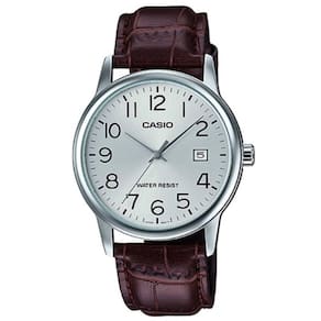 Relogio Casio Masculino Mtp-v002l 7b2u Prata Couro Marrom