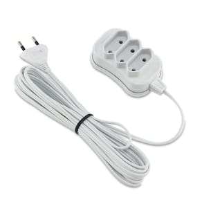 Extensão 3 Tomadas Bipolar Bivolt c/ 1 Metro Branca 0180200239 - Forceline