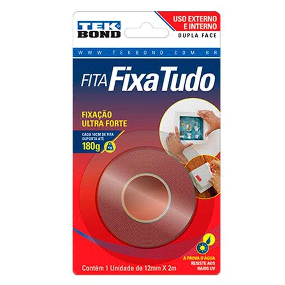 Fita Fixa Tudo Dupla Face para Uso Interno e Externo 12mm x 2m-TEKBOND-FIXATUDO-12X2