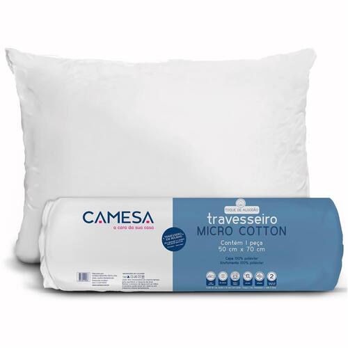 Travesseiro Camesa Micro Cotton em 100% Poliéster 50 x 70 cm - Branco Menor preço em Travesseiro Camesa Micro Cotton em 100% Poliéster 50 x 70 cm - Branco