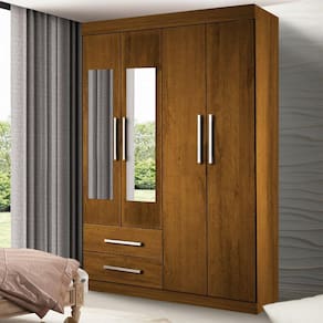 Guarda Roupa Solteiro 4 Portas 2 Gavetas e 2 Espelhos Madri Yescasa