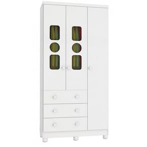 Guarda Roupa de Bebê 3 Portas 3 Gavetas Tedy Móveis Peroba