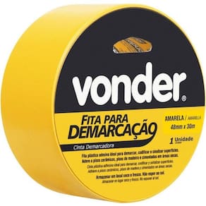 Fita Para Demarcação De Solo Amarela 48 Mm X 30 Metros Vonder