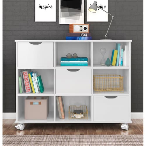 imagem-Nicho Organizador 108 x 83 cms com 3 Gavetas e Rodízios Qmovi Branco