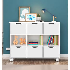 Nicho Organizador 108 x 83 cms com 6 Gavetas e Rodízios Qmovi Branco