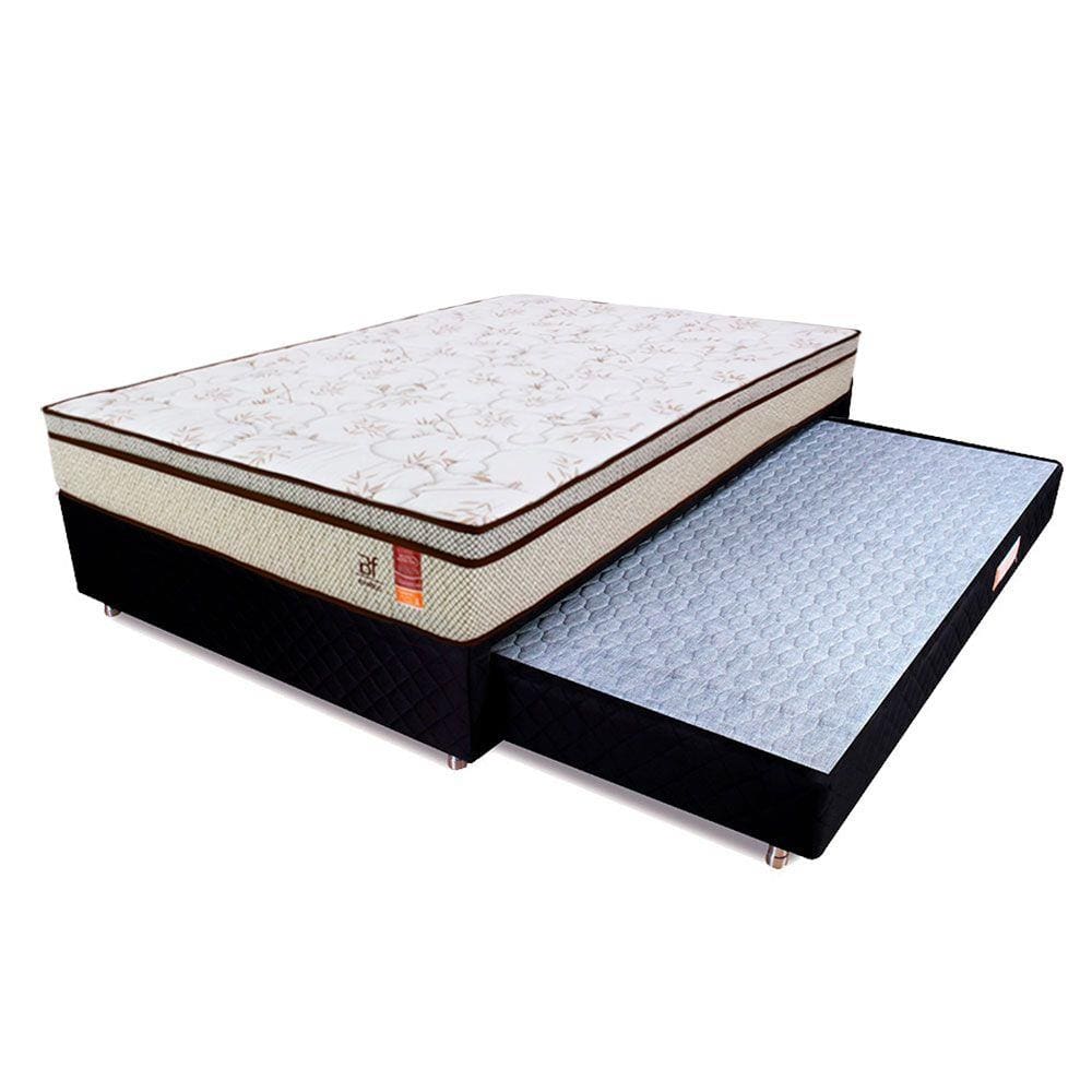 Cama Box Colchão Casal Molas Ensacadas e Bicama Auxiliar de Espuma Bf Colchões 138x188x55cm